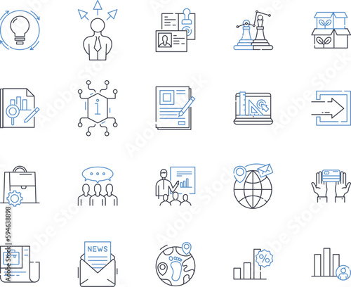Budget forecasting line icons collection. Projection, Estimation, Planning, Analysis, Prognosis, Forecast, Anticipation vector and linear illustration. Simulation,Simulation,Antecipation outline signs