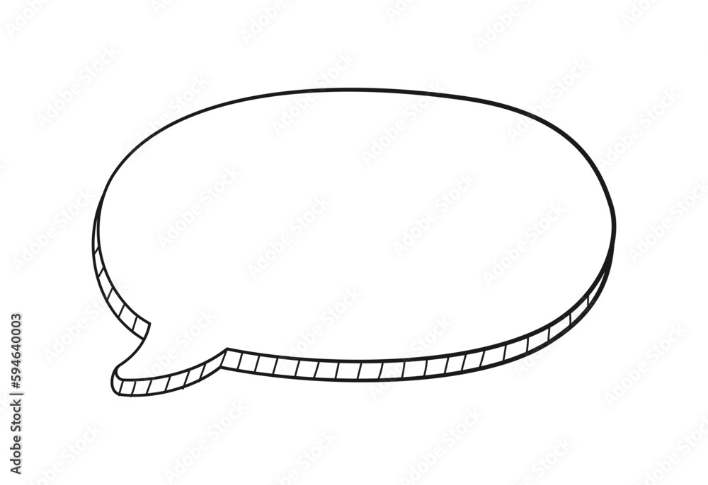Comic speech bubble 3D doodle outline vector illustration Comic speech bubble 3D doodle outline vector illustration