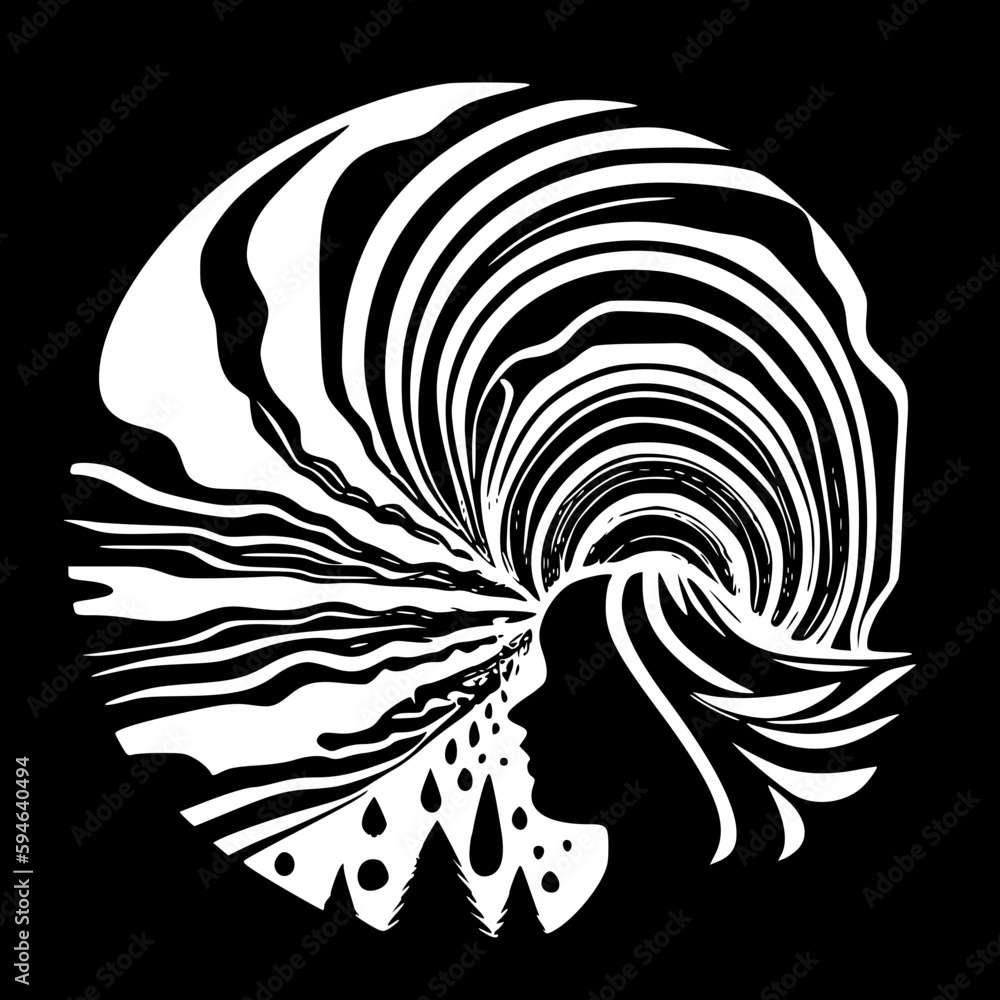 Psychedelic | Black and White Vector illustration Psychedelic | Black and White Vector illustration