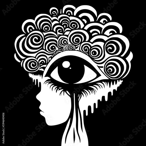 Psychedelic | Black and White Vector illustration