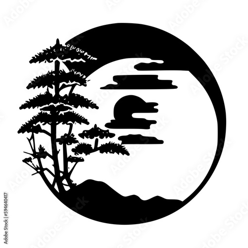 Japanese - Black and White Isolated Icon - Vector illustration