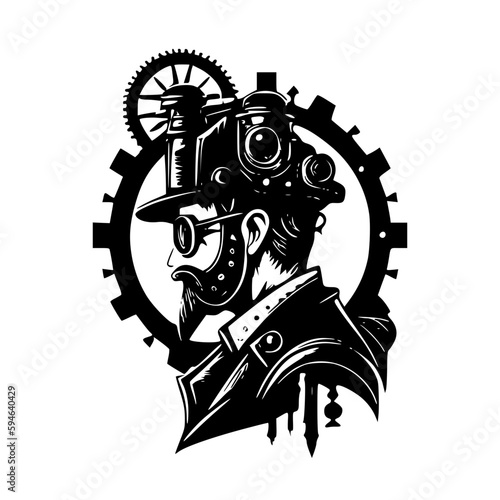 Steampunk | Minimalist and Simple Silhouette - Vector illustration