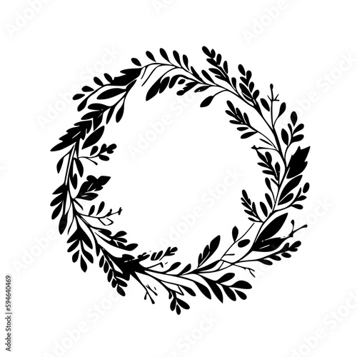 Wreath | Black and White Vector illustration