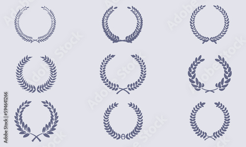 Victorious Black and White Laurel Wreath Vector Illustration - Ancient Greek Symbol