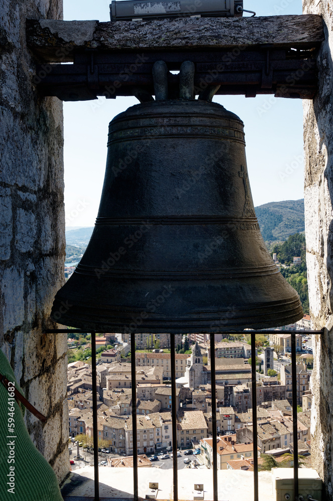 Sisteron Citadel Bell with Old Village in Background