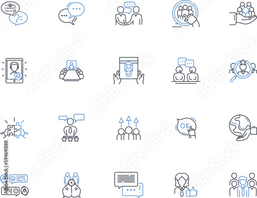 Guest satisfaction line icons collection. Delighted, Pleased, Content, Gratified, Satisfied, Joyful, Fulfilled vector and linear illustration. Thankful,Thrilled,Ecstatic outline signs set