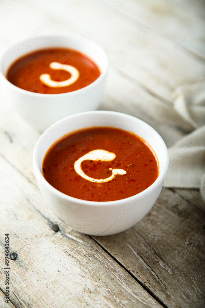 Homemade tomato soup with cream Homemade tomato soup with cream