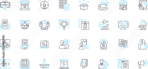 Visual message linear icons set. Graphical, Imagery, Communication, Perception, Design, Iconic, Aesthetic line vector and concept signs. Symbolic,Representation,Intuitive outline illustrations