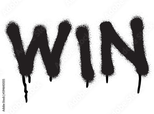 The spray-painted graffiti word WIN. White background.