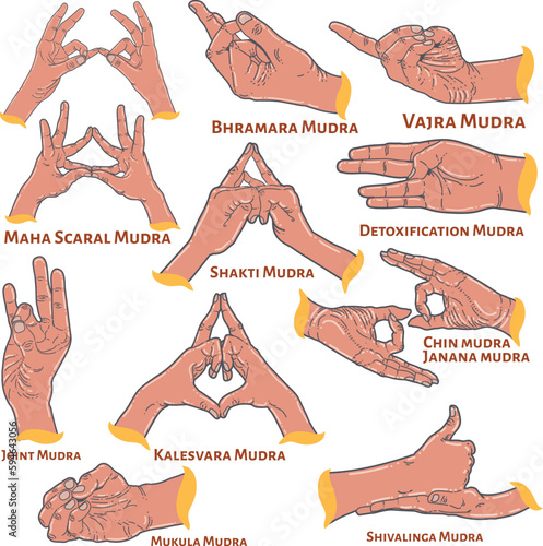 Yoga Mudra gestures set 10 hand gesture