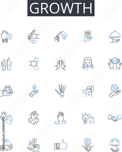 Growth line icons collection. Breakout, Liberty, Freedom, Evasion, Fugitive, Getaway, Elude vector and linear illustration. Retreat,Evade,Survive outline signs set