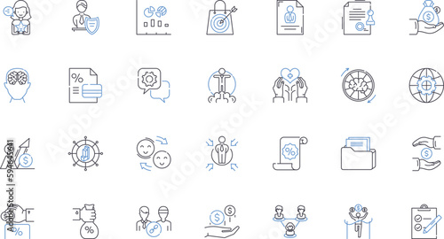 Automated investing line icons collection. Algorithm, Diversification, Robo-advisors, Efficiency, Expertise, Innovation, Scalability vector and linear illustration. Machine learning,Passive,Risk