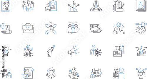Trend tracking line icons collection. Monitoring, Forecasting, Analysis, Data-driven, Insightful, Observing, Tracking vector and linear illustration. Anticipating,Predicting,Interpretation outline