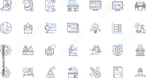 Capital management line icons collection. Investment, Finance, Budgeting, Planning, Risk, Asset, Wealth vector and linear illustration. Debt,Portfolio,Allocation outline signs set