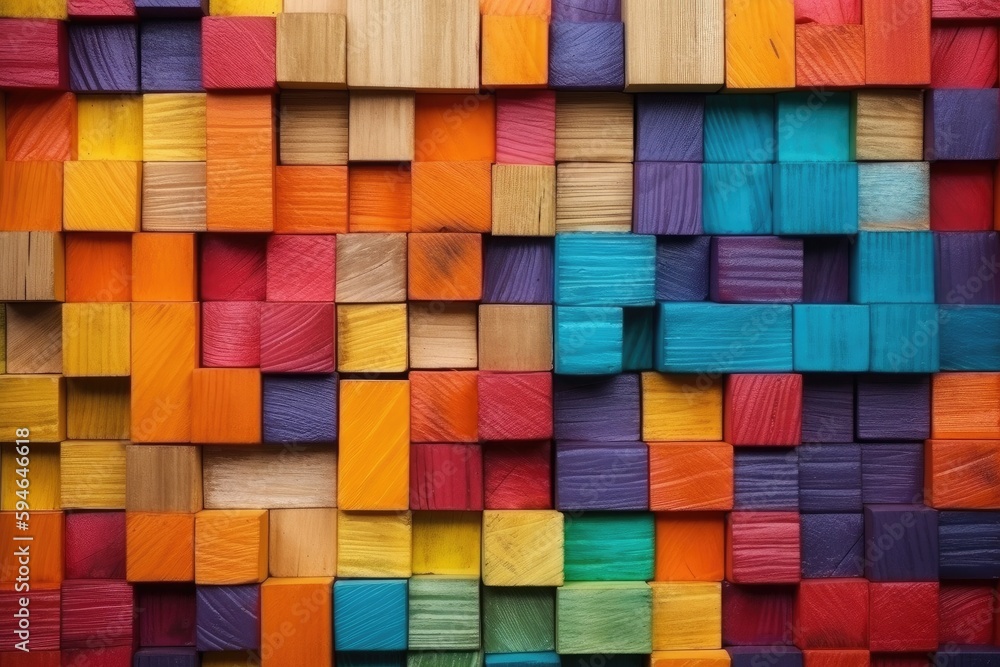 Background from wooden colored cubes. Generative AI Background from wooden colored cubes. Generative AI