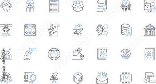 Wealth gains line icons collection. Prosperity, Fortune, Abundance, Riches, Success, Wealth, Opulence vector and linear illustration. Affluence,Resources,Growth outline signs set