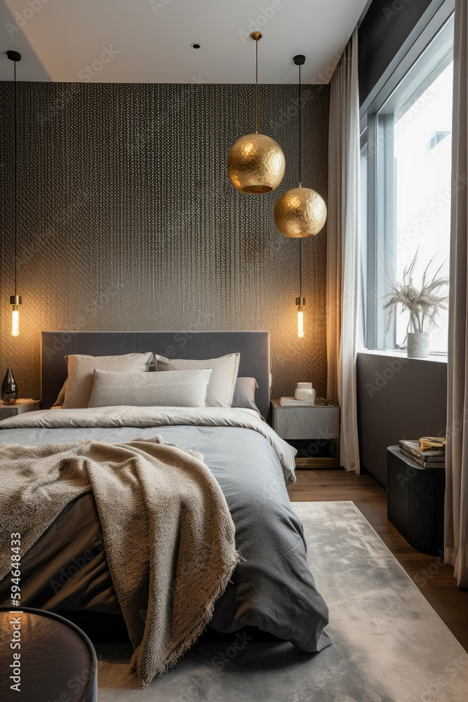 Fototapeta premium bedroom interior architecture features a minimalist style