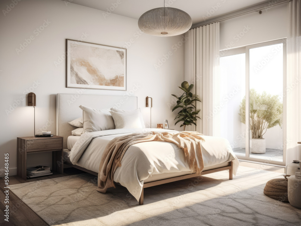 Fototapeta premium bedroom interior architecture features a minimalist style