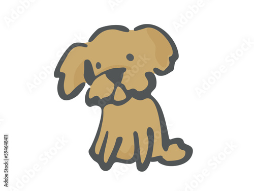 落書き風の茶色い毛並みの可愛い小型犬のイラスト素材