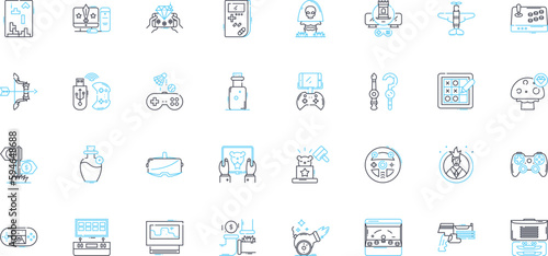Points system linear icons set. Rewards, Incentives, Loyalty, Gamification, Redemption, Accumulation, Benefits line vector and concept signs. Levels,Perks,Tiered outline illustrations