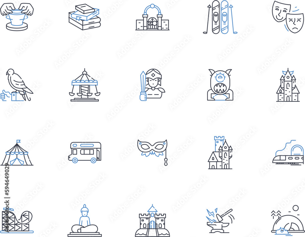 Chronicles line icons collection. Adventure, Fantasy, Quest, Magic, Kingdom, Battle, Epic vector and linear illustration. Legend,Hero,Medieval outline signs set Chronicles line icons collection. Adventure, Fantasy, Quest, Magic, Kingdom, Battle, Epic vector and linear illustration. Legend,Hero,Medieval outline signs set
