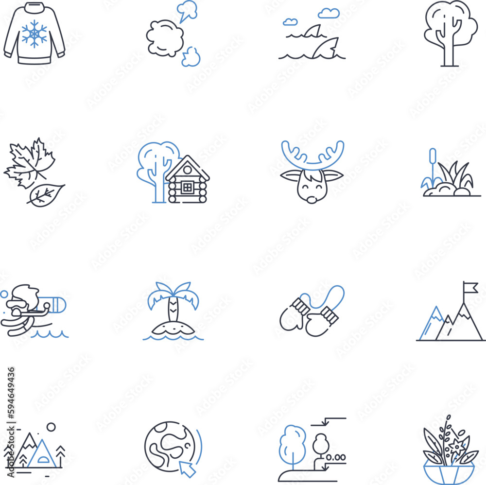 Global warming line icons collection. Climate, Heat, Pollution ...