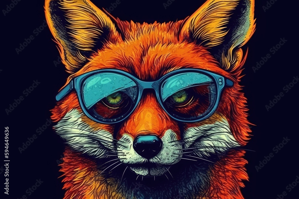 Fox in sunglasses, Pop Art