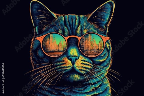 Cat in sunglasses, Pop Art. © Melamory