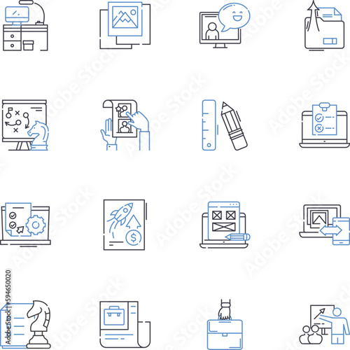 Reading line icons collection. Page-turner, Bibliophile, Immerse, Intriguing, Captivating, Engrossing, Knowledge vector and linear illustration. Learning,Enlightening,Inspiring outline signs set