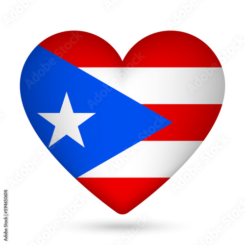 Puerto Rico flag in heart shape. Vector illustration.
