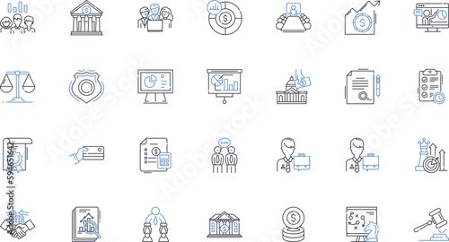Fundraising events line icons collection. Auction, Gala, Benefit, Raffle, Charity, Fundraiser, Donation vector and linear illustration. Sponsorship,Philanthropy,Community outline signs set
