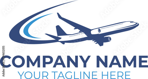 Airplane logistic logo, delivery logo, traveling logo, global freight transportation logo design, airplane logo template design vector