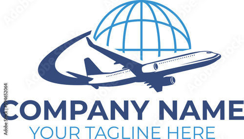 Airplane logistic logo, delivery logo, traveling logo, global freight transportation logo design, airplane logo template design vector