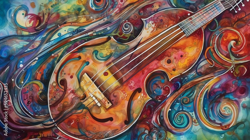 World of Jazz. Watercolor. Concept background. Generative AI. #10