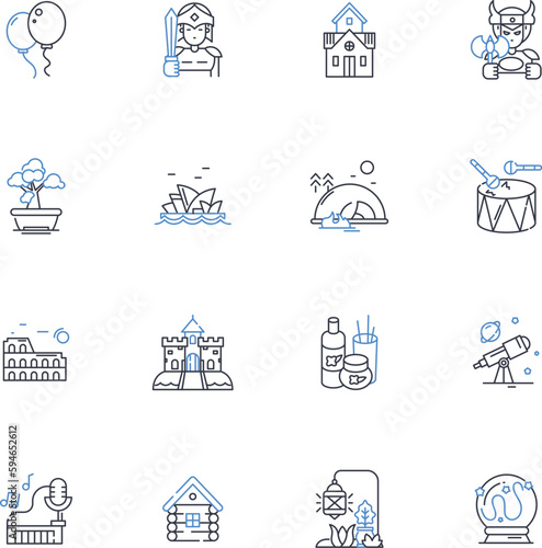 Norms line icons collection. Tradition, Protocol, Culture, Mores, Standards, Etiquette, Behavior vector and linear illustration. Rules,Conditioning,Conformity outline signs set