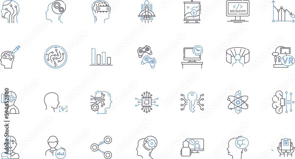 Brand development line icons collection. Branding, Identity, Strategy, Positioning, Recognition, Consistency, Loyalty vector and linear illustration. Differentiation,Perception,T outline signs set