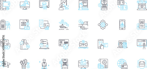 User exploration linear icons set. Research, Insight, Observation, Empathy, Feedback, Interview, Investigation line vector and concept signs. Analysis,Testing,Understanding outline illustrations photo