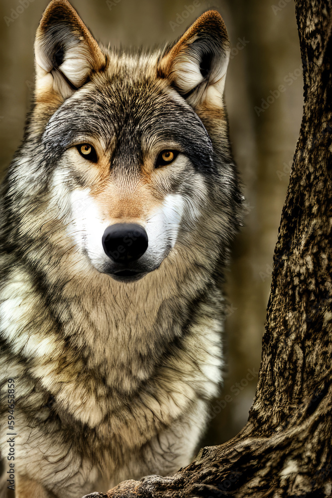 Fototapeta premium Wolf, generated by artificial intelligence