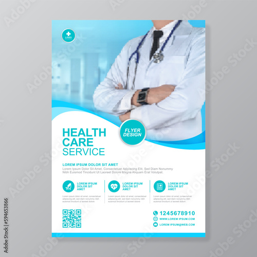 Corporate healthcare and medical cove a4 flyer design template for print