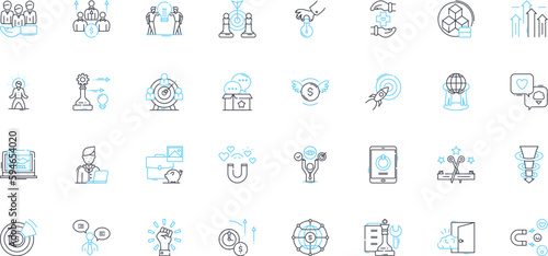Overseas transactions linear icons set. Currency, Remittance, Export, Import, Exchange, Transfer, Transaction line vector and concept signs. Shipping,Customs,Invoice outline illustrations