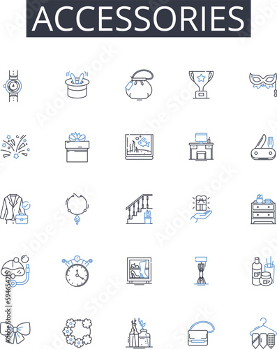 Accessories line icons collection. Adornments, Trinkets, Ornaments, Embellishments, Decorations, Add-ons, Perfume vector and linear illustration. Cologne,Scented oils,Fragrance outline signs set