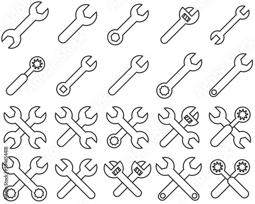 Wrench line set icons  repair logo vector