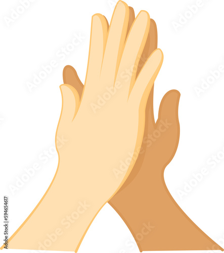 Two hands clapping in high five gestures concept of success, teamwork, cooperation and partnership. Vector illustration.