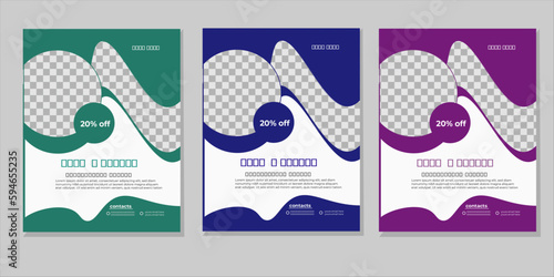 Travel flyer template design with contact and venue details. Summer travel agency promotion template design