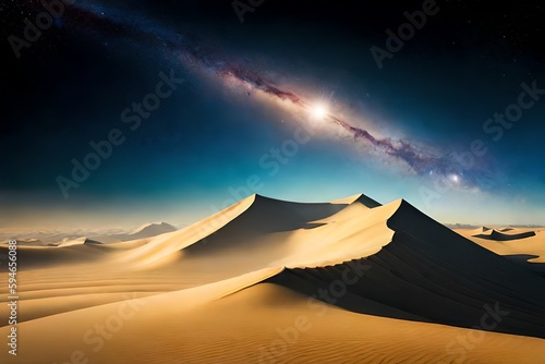 desert landscape with stars and a galaxy in the sky 