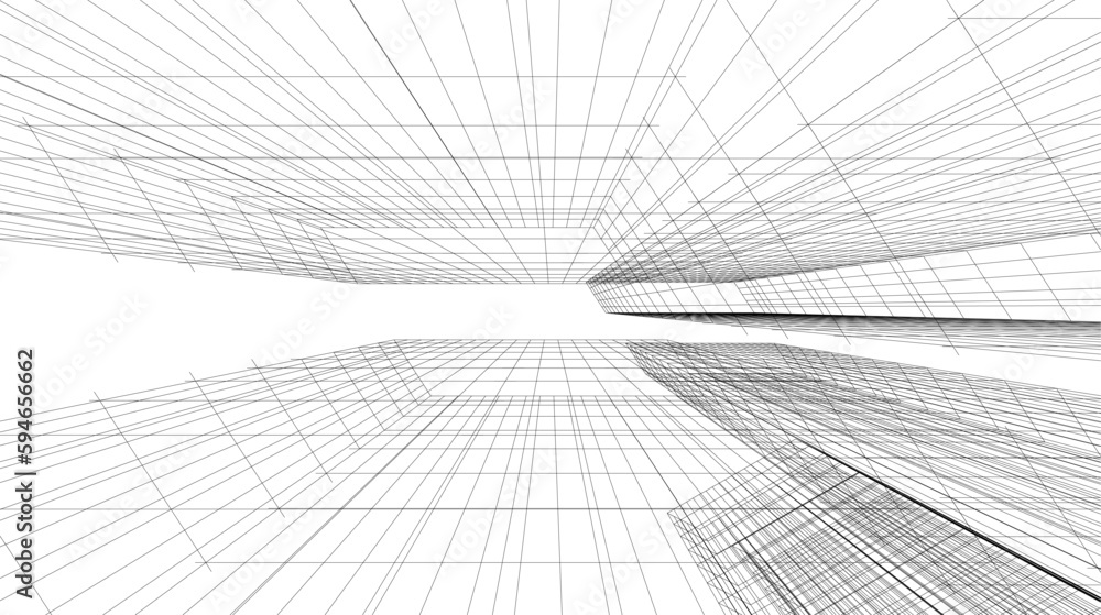 Abstract architecture building 3d illustration