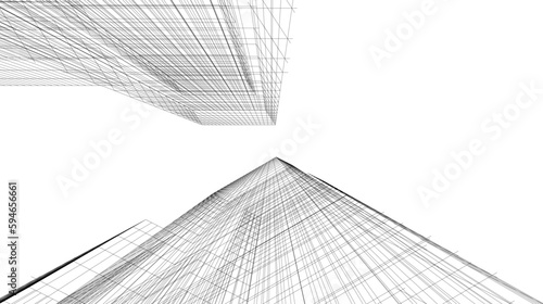 Abstract architecture building 3d illustration