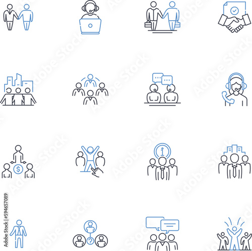 Industry Colleagues line icons collection. Associates, Connections, Collaborators, Peers, Nerks, Allies, Colleagues vector and linear illustration. Partners,Allies?,Cohorts? outline signs set