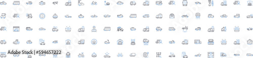 Boats line icons collection. Marina, Paddle, Sailing, Buoy, Cruise, Float Jetty Mast Anchor, Sailboat vector and linear illustration. Ferry,Catamaran,Pontoon outline signs set
