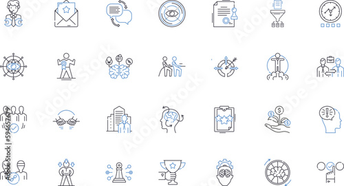 Establishment progress line icons collection. Advancement, Success, Expansion, Growth, Development, Evolution, Improvement vector and linear illustration. Enhancement,Innovation,Advancement outline
